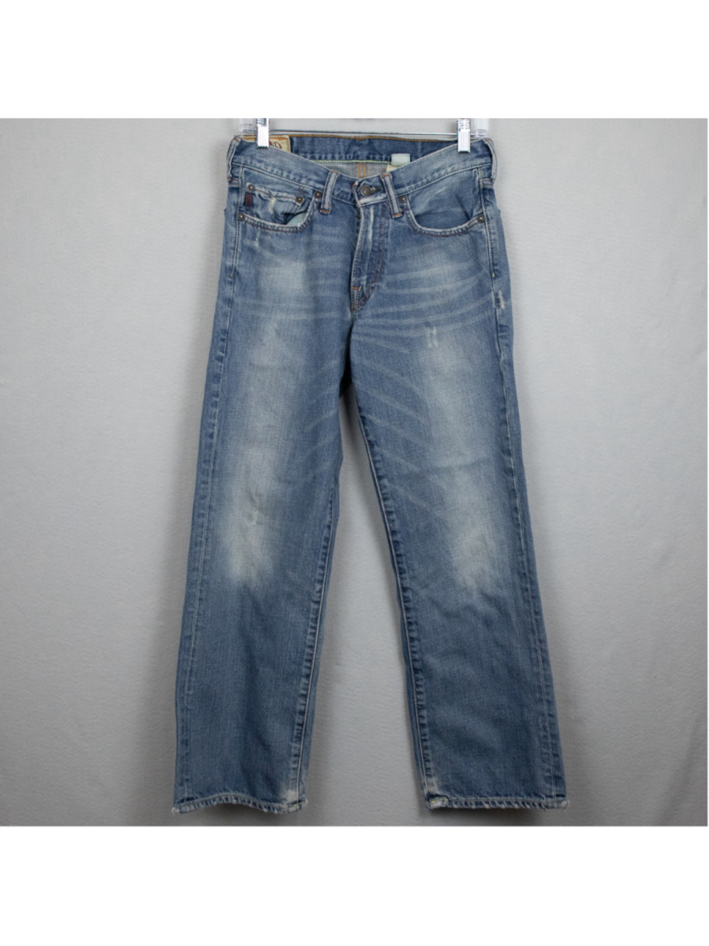 Boys Abercrombie & Fitch med wash distress bootcut leg jeans-14